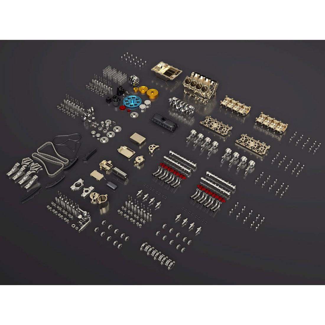 Teching V8 Mechanical Metal Assembly DIY Car Engine Model Kit 500+Pcs Educational Experiment Toy - stirlingkit